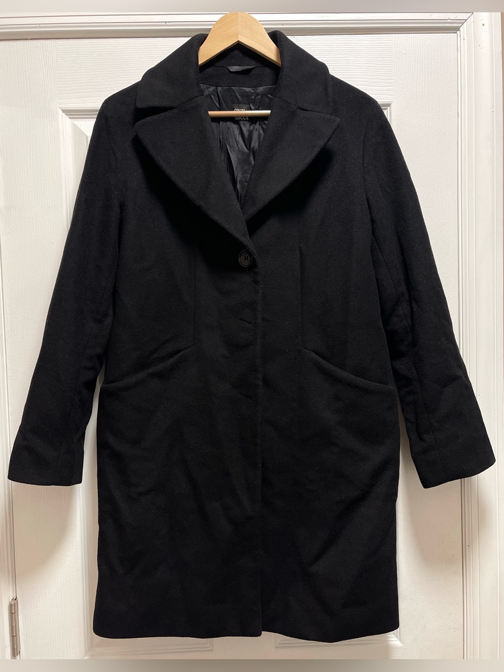 Cinzia Rocca Womens Wool & Cashmere Blend Black Coat Size 8